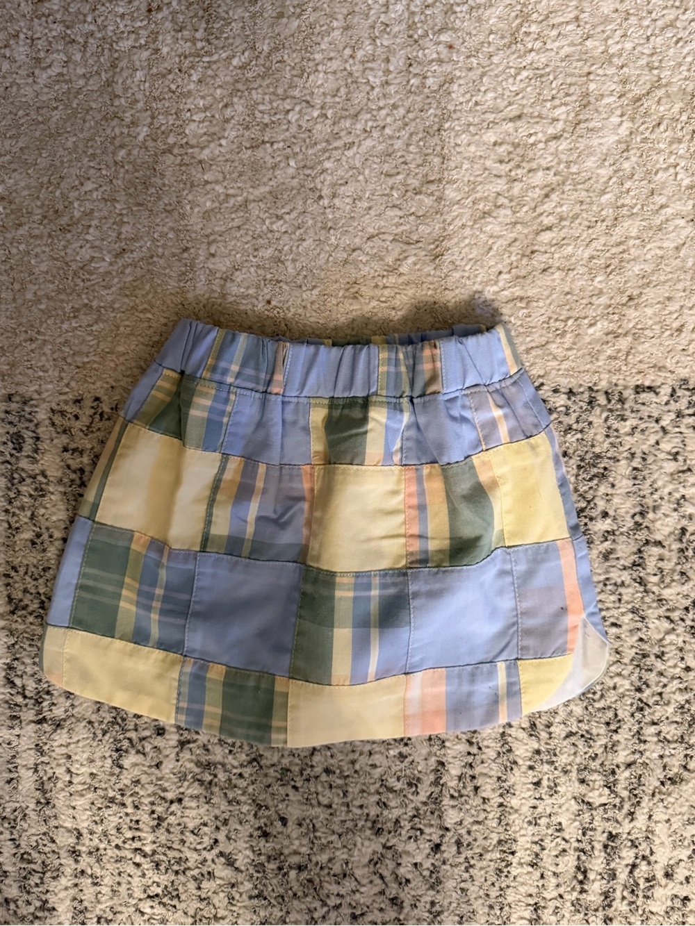 2T Pastel Patchwork Mini Skirt - Light Blue, Yellow & Green